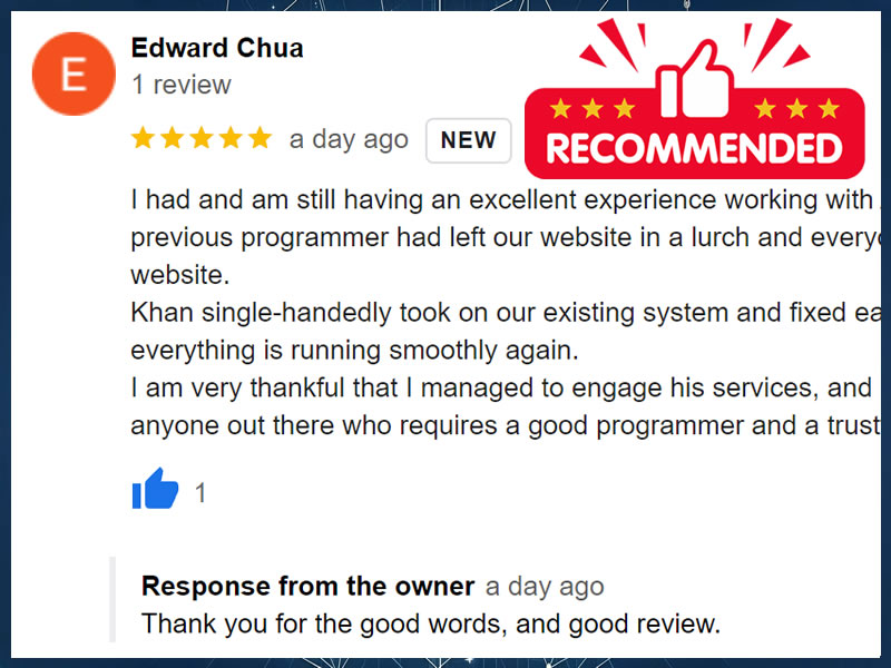 Highly recommend his services to anyone out there who requires a good programmer and a trustworthy person